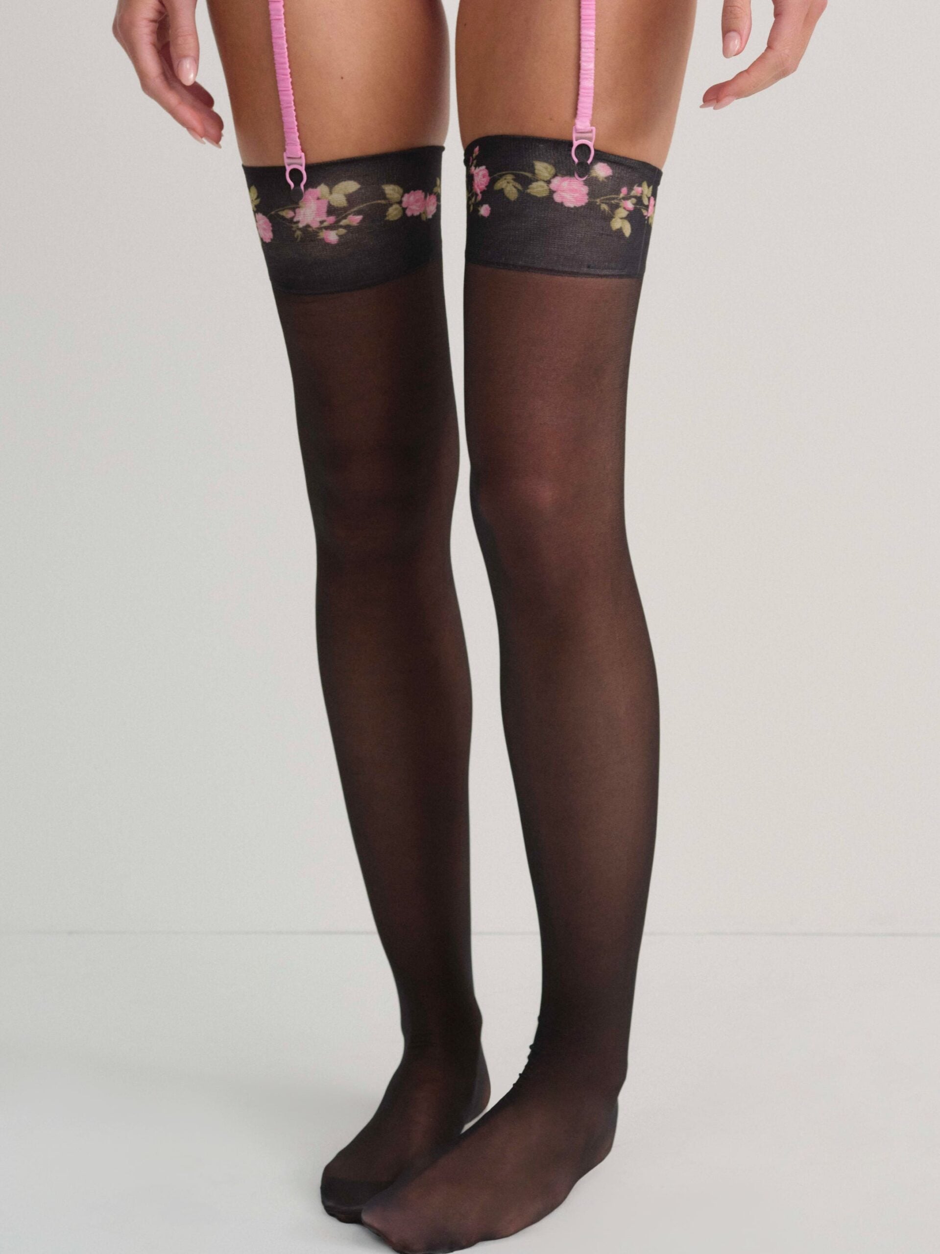 For Love & Lemons Rose Vine Thigh-High Socks - Image 1