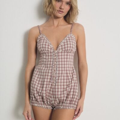 For Love & Lemons Poppy Gingham Romper - Image 1