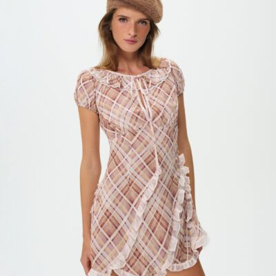 For Love & Lemons Poet Plaid Mini Dress - Image 1