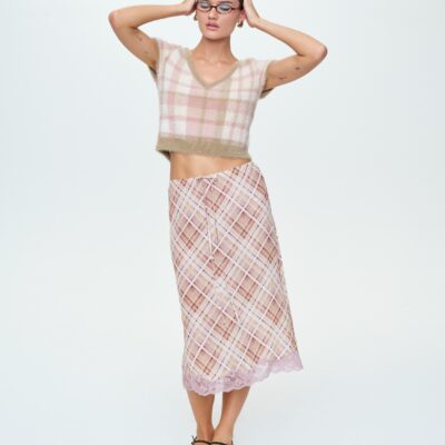 For Love & Lemons Poet Plaid Midi Skirt - Image 1