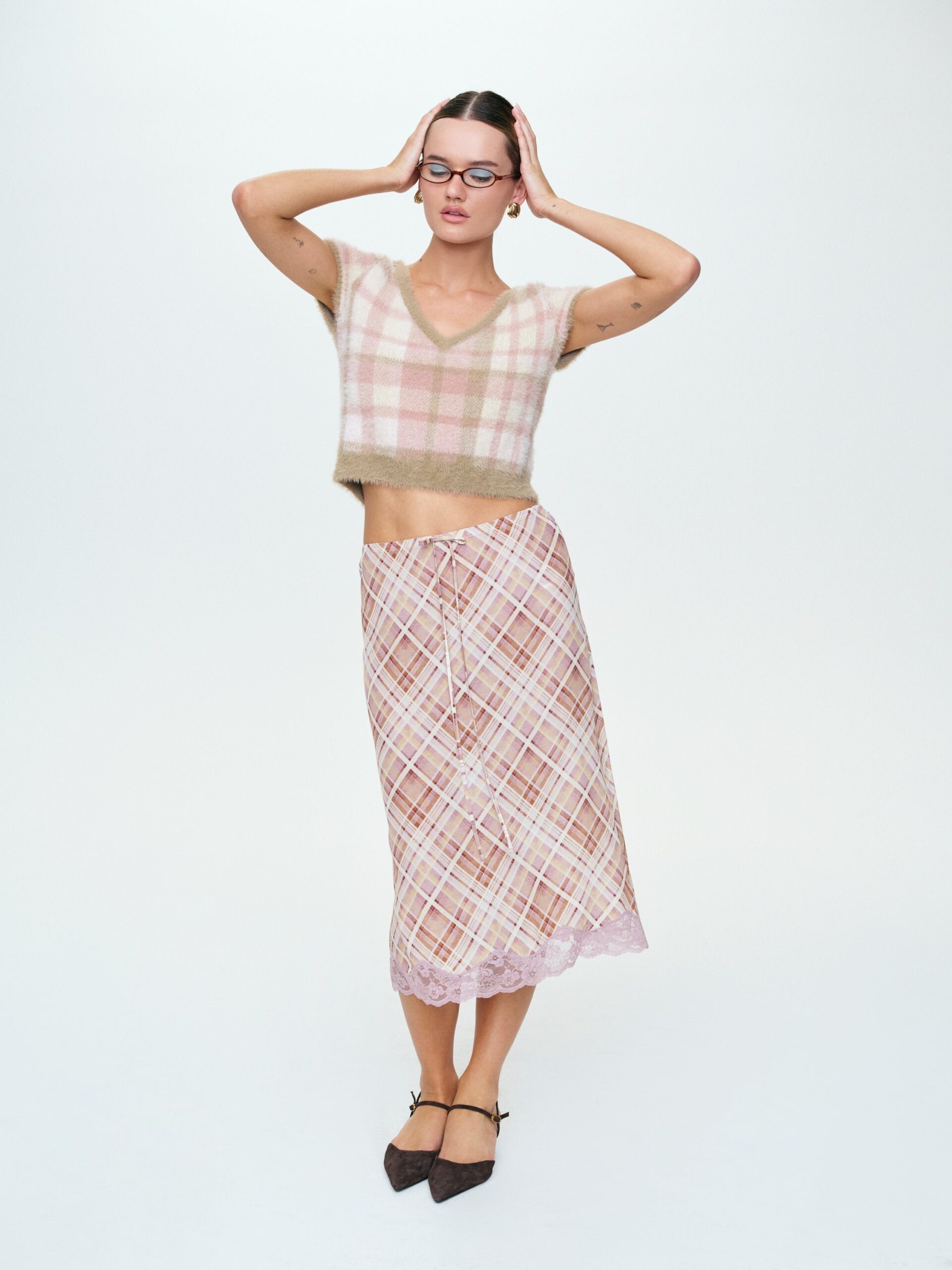 MNFO041026035745195_3 For Love & Lemons Poet Plaid Knit Top - Image 3