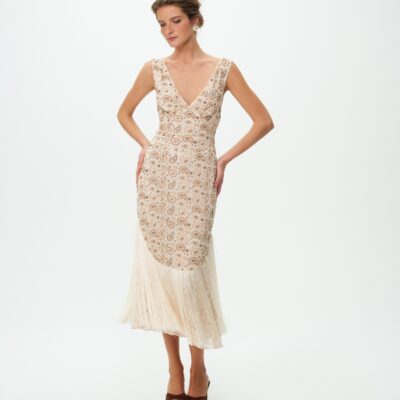 For Love & Lemons Paisley Floral Beaded Midi Dress - Image 1