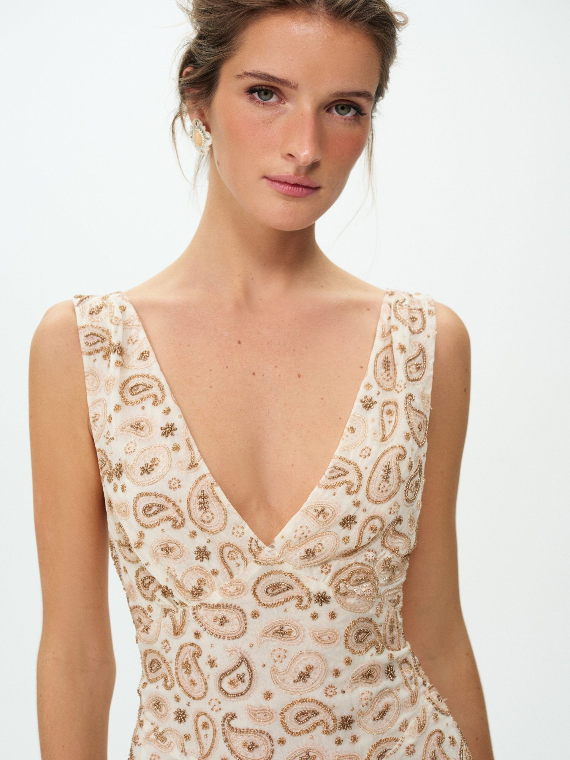 MNFO041026035745201_3 For Love & Lemons Paisley Floral Beaded Midi Dress - Image 3