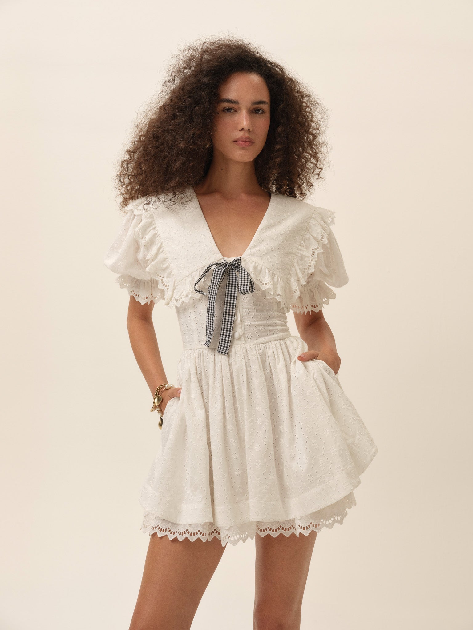 For Love & Lemons Marilyn Collared Mini Dress - Image 1