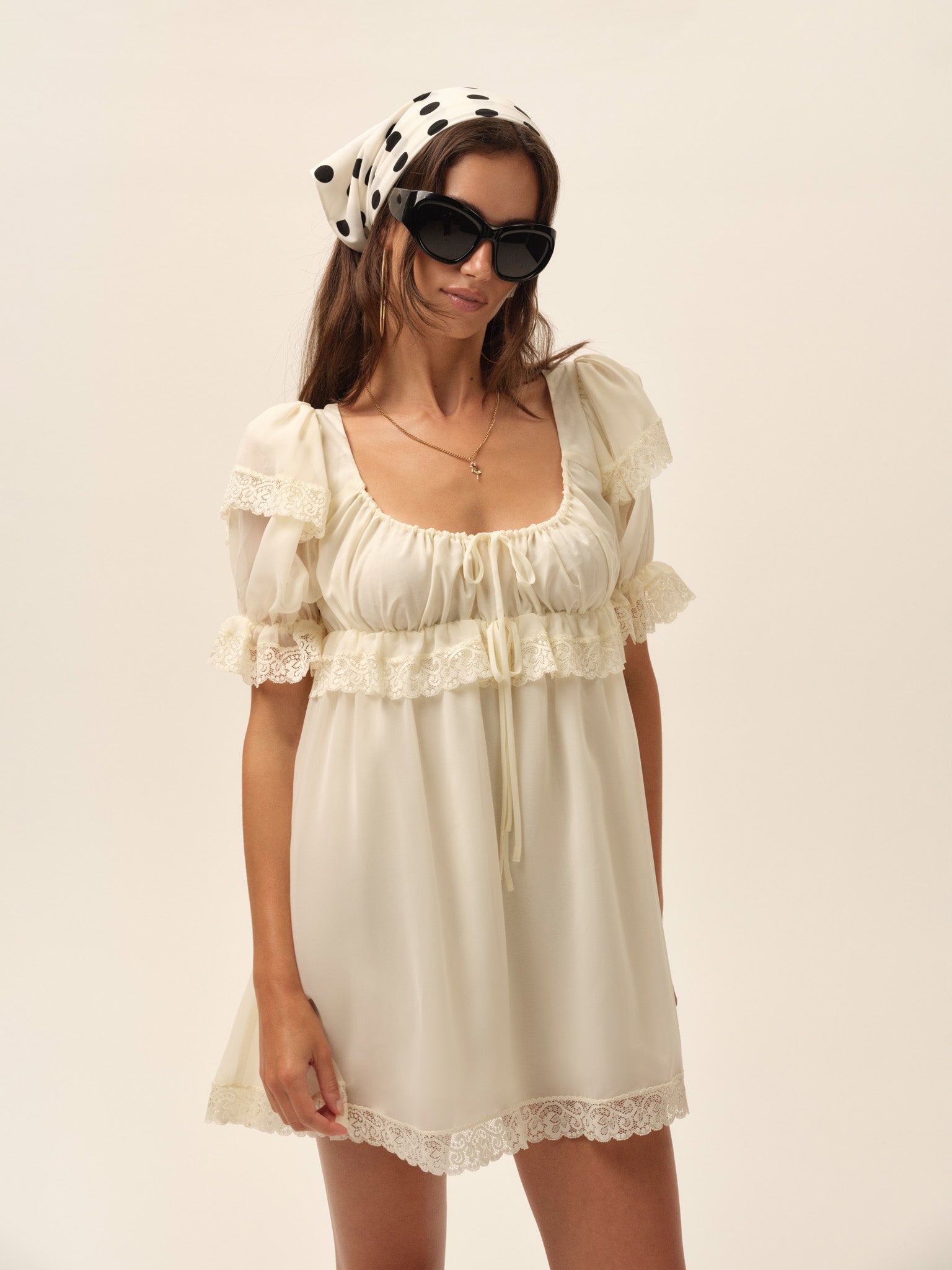 For Love & Lemons Juniper Puff Sleeve Mini Dress - Image 1