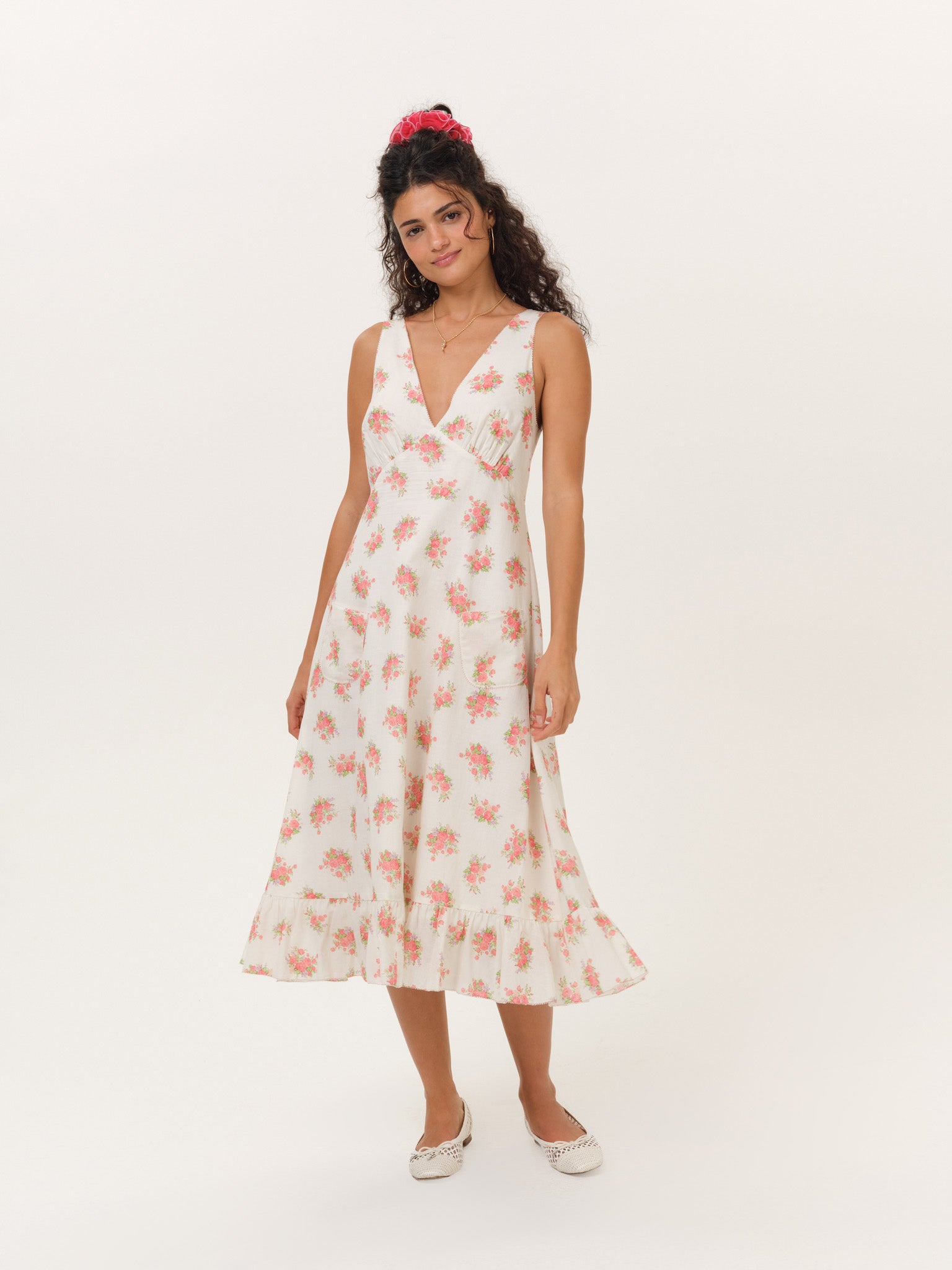 For Love & Lemons Julianne Floral Midi Dress - Image 1