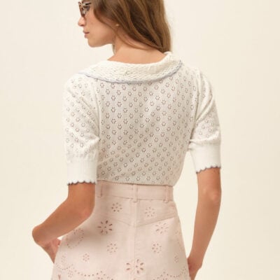 For Love & Lemons Heart Eyelet Denim Skort - Image 2
