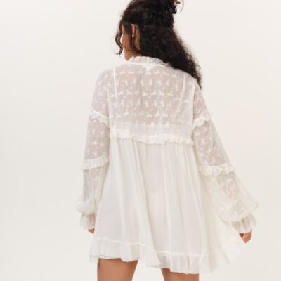 For Love & Lemons Hamptons Eyelet Long Sleeve Mini Dress - Image 2