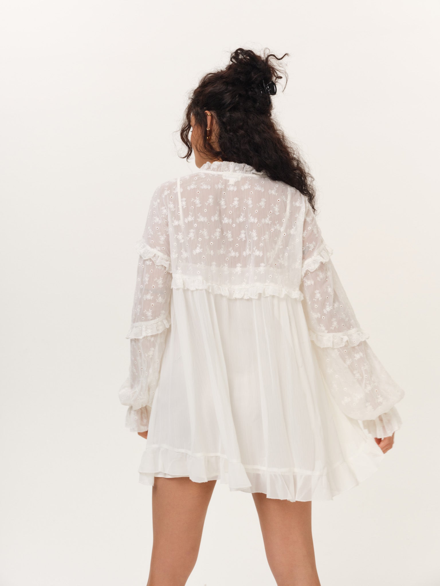 MNFO041026035745355_2 For Love & Lemons Hamptons Eyelet Long Sleeve Mini Dress - Image 2