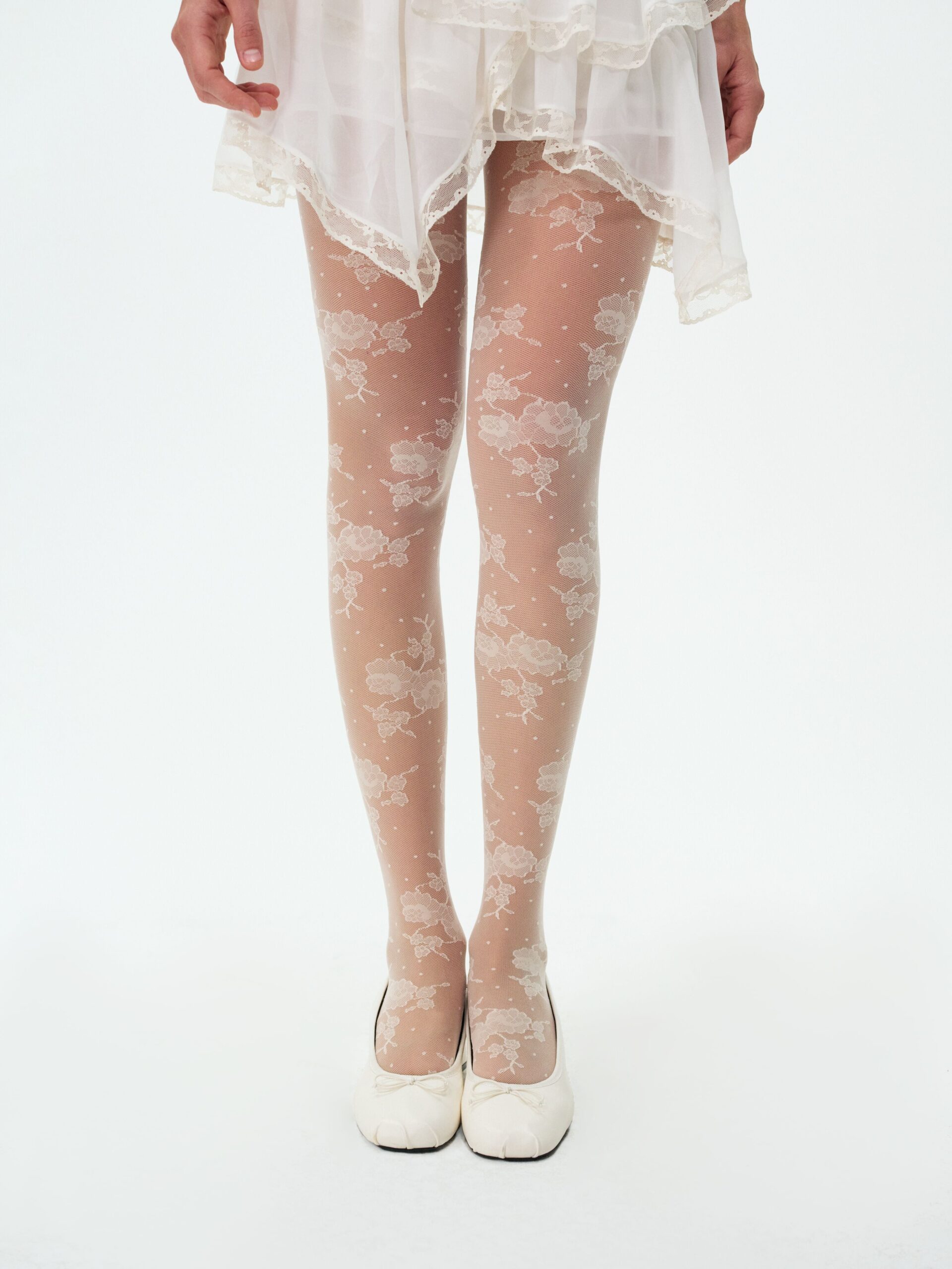For Love & Lemons Floral Lace Dot Tights - Image 1