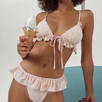 For Love & Lemons Eyelet Dot Ruffle Bikini Bottom - Image 1