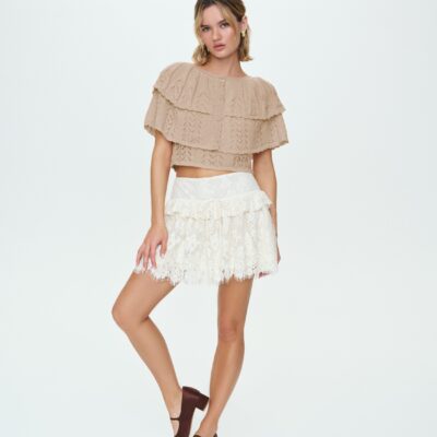 For Love & Lemons Evelyn Crochet Tank and Ruffle Cape - Image 1
