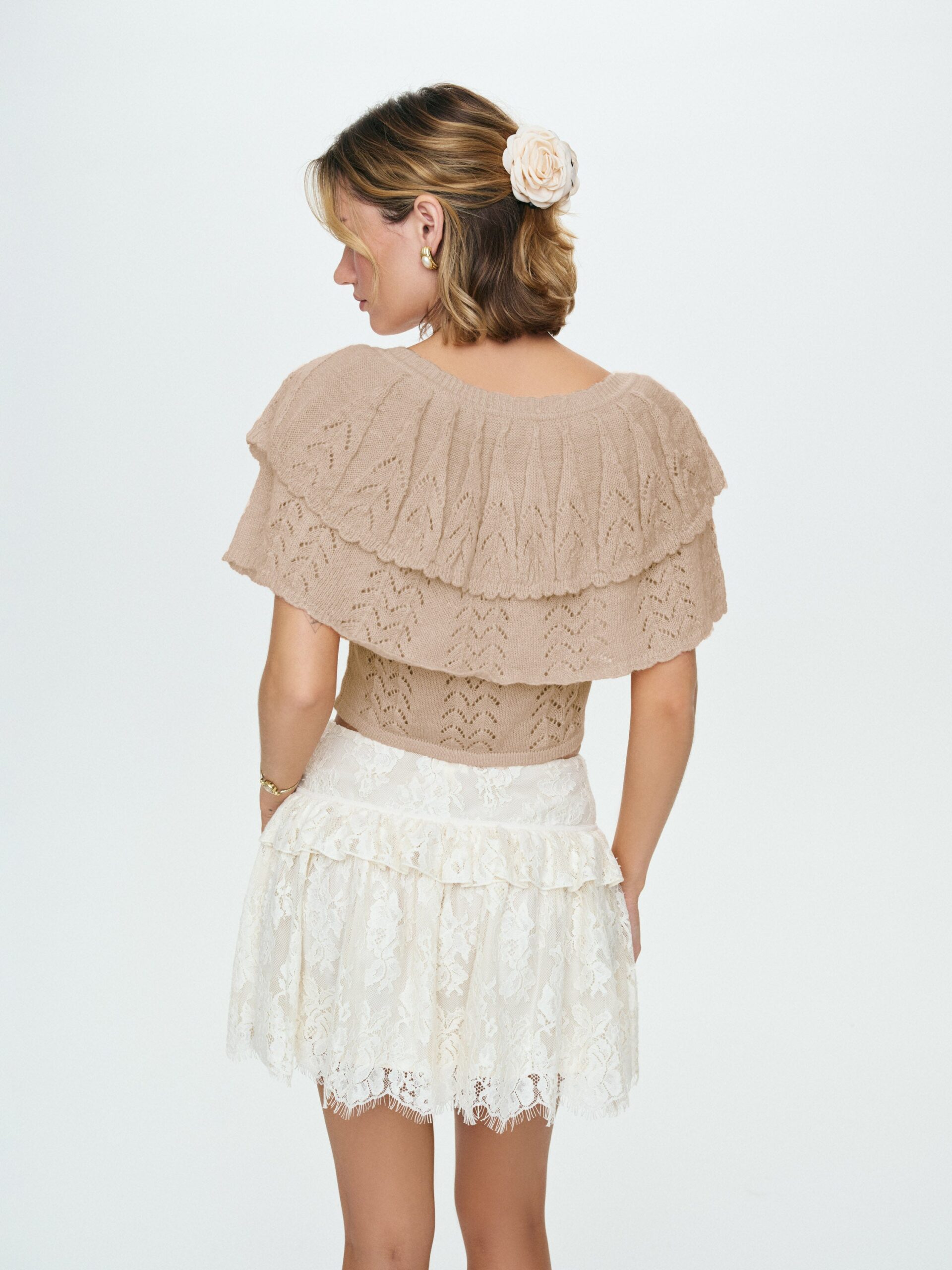 MNFO041026035745385_3 For Love & Lemons Evelyn Crochet Tank and Ruffle Cape - Image 3