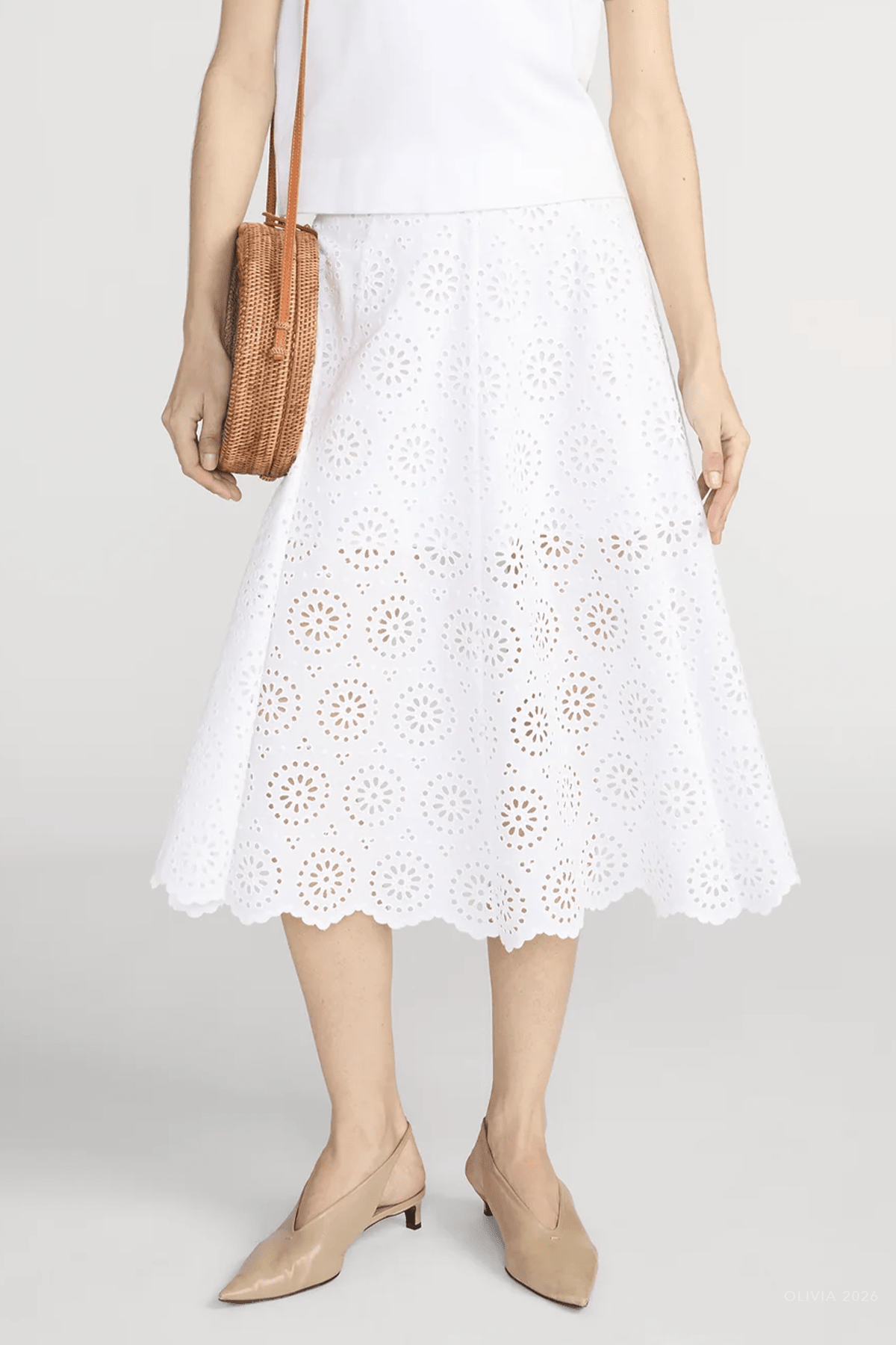 MNFRAM051026010950123_2 FRAME The Solstice Eyelet Skirt - Image 2