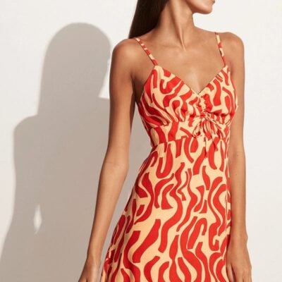 Faithfull The Brand Skyea Mini Dress La Cateau Print Red - Image 1