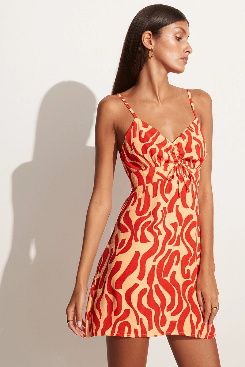 Faithfull The Brand Skyea Mini Dress La Cateau Print Red - Image 1