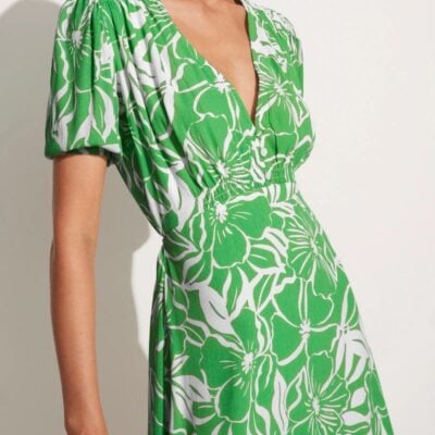 Faithfull The Brand La Castella Mini Dress El Marsa Floral Print Green - Image 1