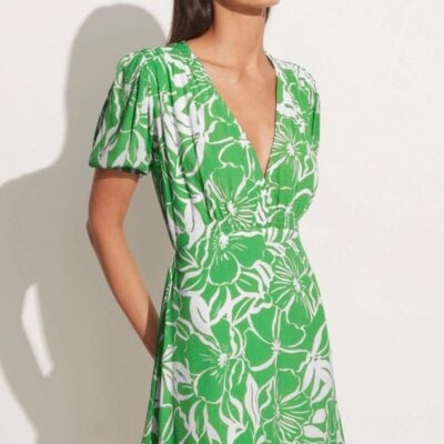 Faithfull The Brand La Castella Mini Dress El Marsa Floral Print Green - Image 2