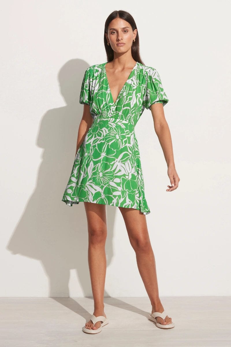MNFTB121026061529013_3 Faithfull The Brand La Castella Mini Dress El Marsa Floral Print Green - Image 3