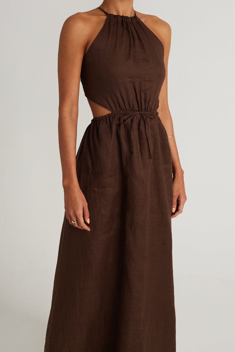 MNFTB121026061529020_2 Faithfull The Brand La Piedra Maxi Dress Plain Chocolate - Image 2