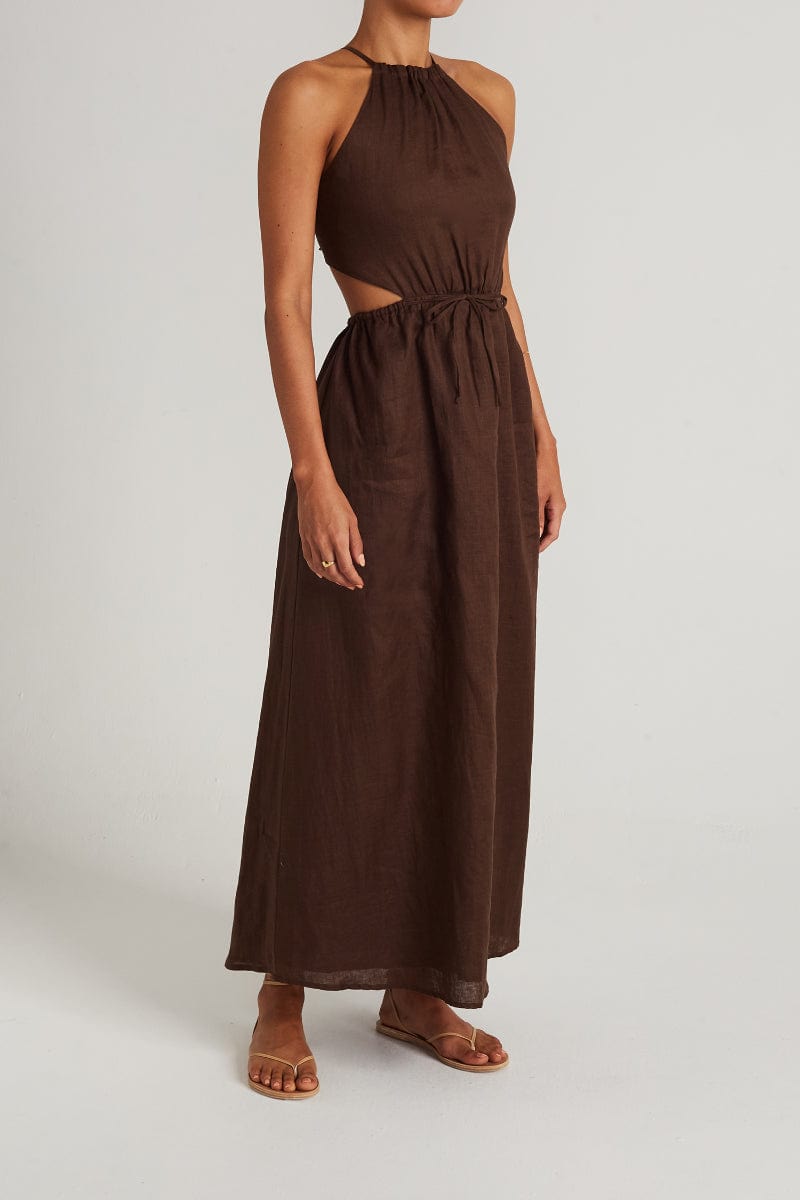 MNFTB121026061529020_3 Faithfull The Brand La Piedra Maxi Dress Plain Chocolate - Image 3