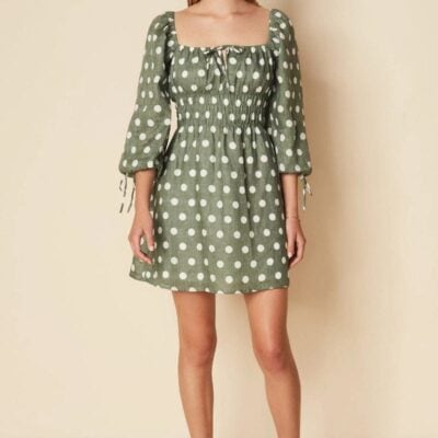 Faithfull The Brand Armina Mini Dress Emelda Dot Print Slate - Image 1