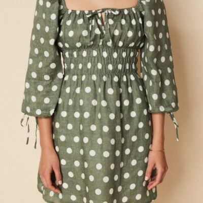 Faithfull The Brand Armina Mini Dress Emelda Dot Print Slate - Image 2