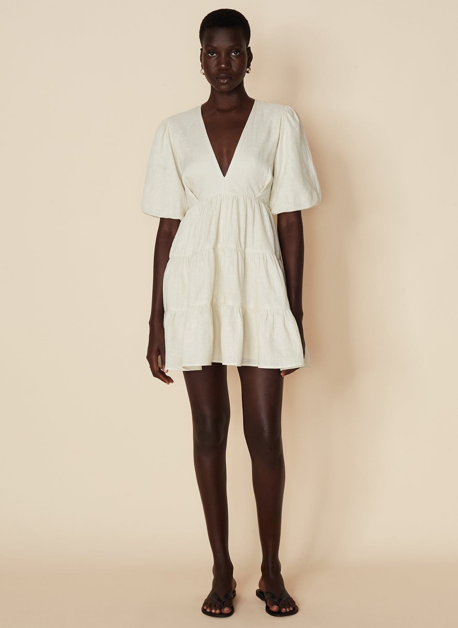 MNFTB121026061529032_2 Faithfull The Brand Elmiya Mini Dress Plain Cream - Image 2