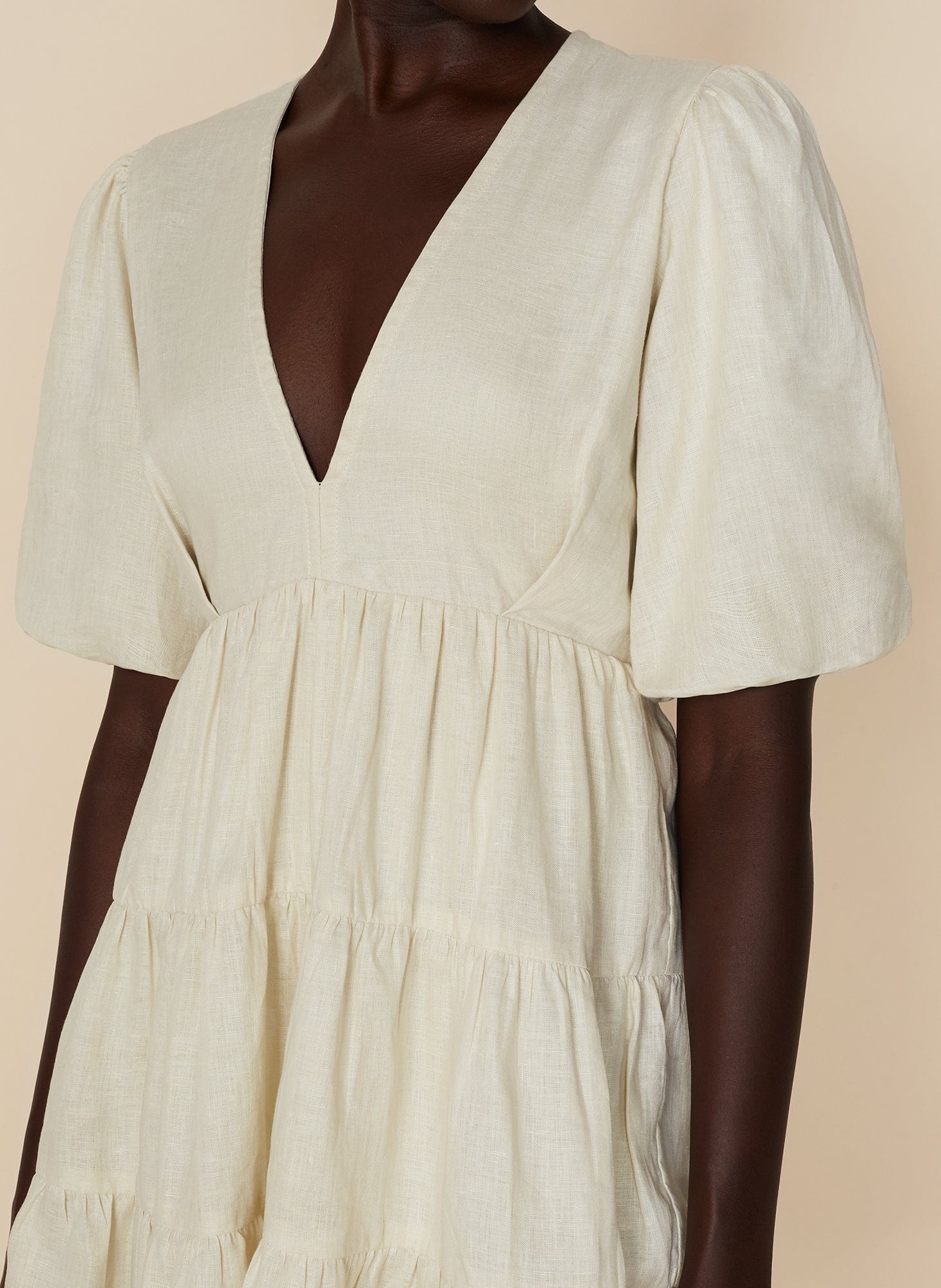 MNFTB121026061529032_3 Faithfull The Brand Elmiya Mini Dress Plain Cream - Image 3