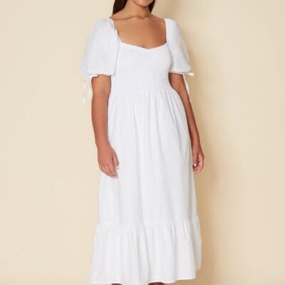 Faithfull The Brand Lithana Midi Dress Plain White - Image 1
