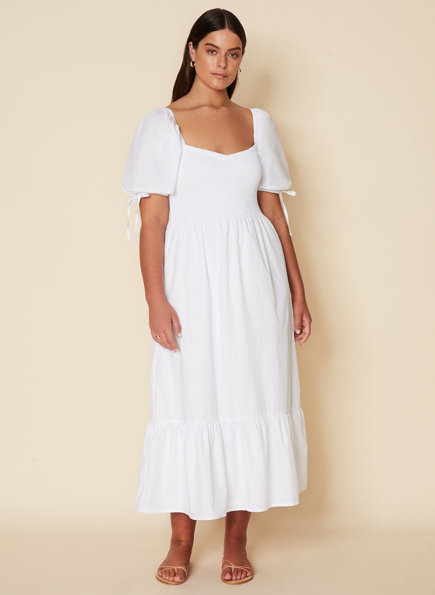Faithfull The Brand Lithana Midi Dress Plain White - Image 1
