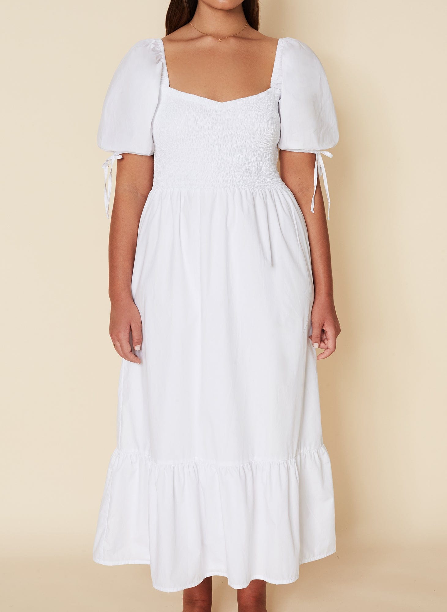 MNFTB121026061529033_2 Faithfull The Brand Lithana Midi Dress Plain White - Image 2