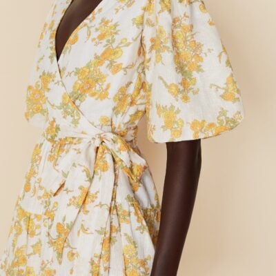Faithfull The Brand Rooney Wrap Mini Dress Linden Floral Print - Image 1