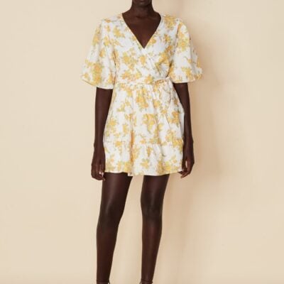 Faithfull The Brand Rooney Wrap Mini Dress Linden Floral Print - Image 2