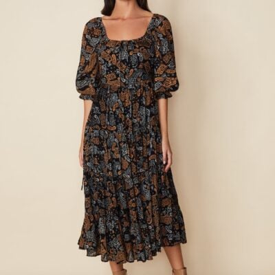 Faithfull The Brand Darsha Midi Dress Ankara Paisley Print - Image 1