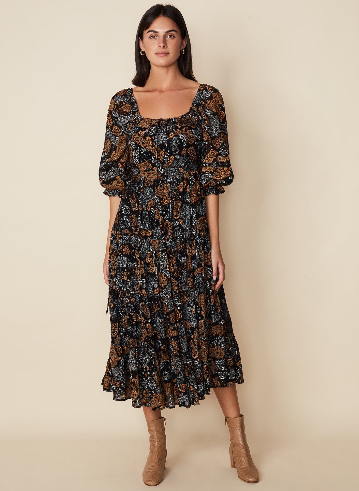 Faithfull The Brand Darsha Midi Dress Ankara Paisley Print - Image 1