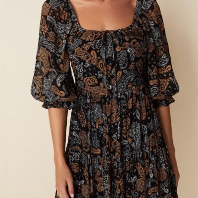Faithfull The Brand Darsha Midi Dress Ankara Paisley Print - Image 2