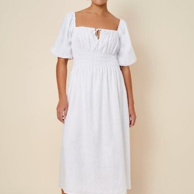 Faithfull The Brand Maurelle Midi Dress Plain White - Image 1