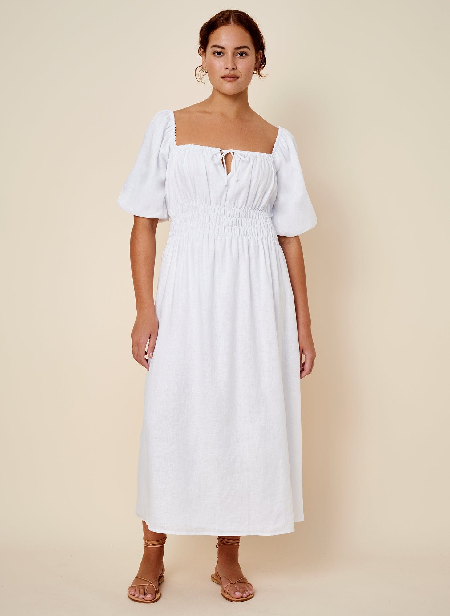 Faithfull The Brand Maurelle Midi Dress Plain White - Image 1