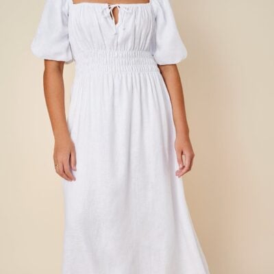 Faithfull The Brand Maurelle Midi Dress Plain White - Image 2