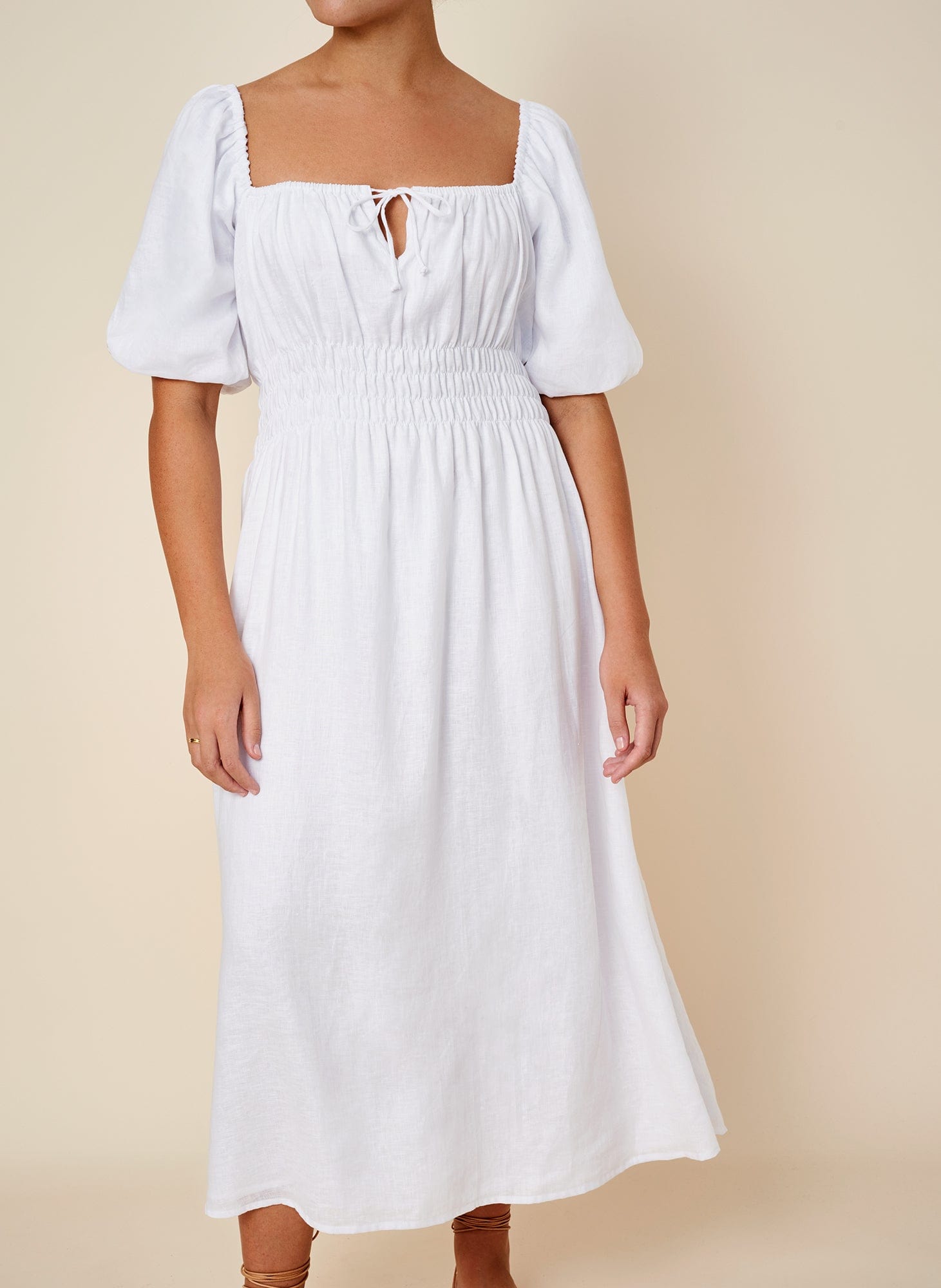 MNFTB121026061529043_2 Faithfull The Brand Maurelle Midi Dress Plain White - Image 2