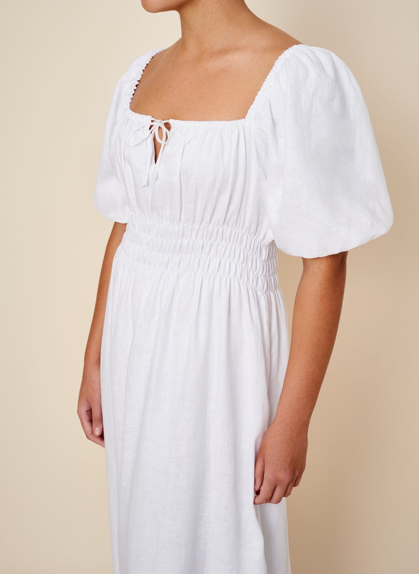 MNFTB121026061529043_3 Faithfull The Brand Maurelle Midi Dress Plain White - Image 3