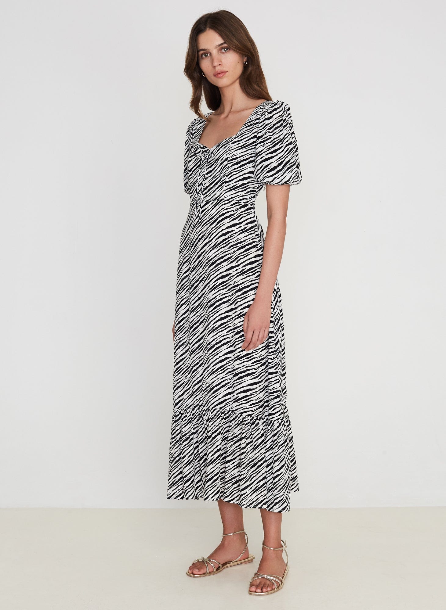 Faithfull The Brand Gabriela Midi Dress Blance Animal Print - Image 1