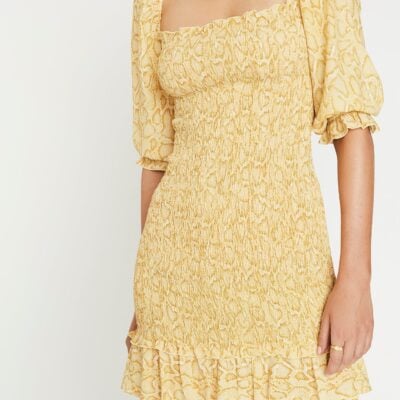 Faithfull The Brand Petra Snake Natural Es Saada Mini Dress - Image 1