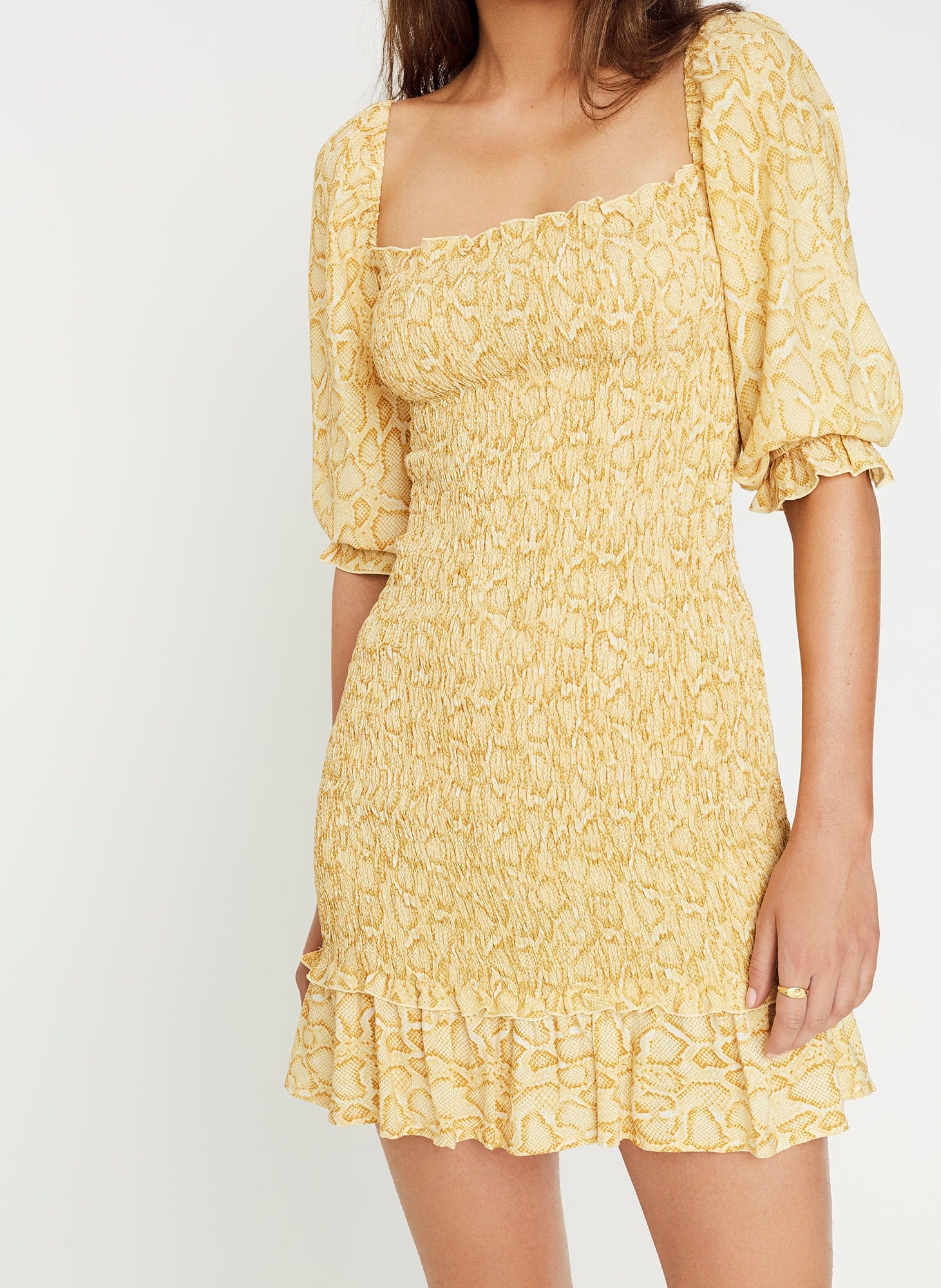 Faithfull The Brand Petra Snake Natural Es Saada Mini Dress - Image 1