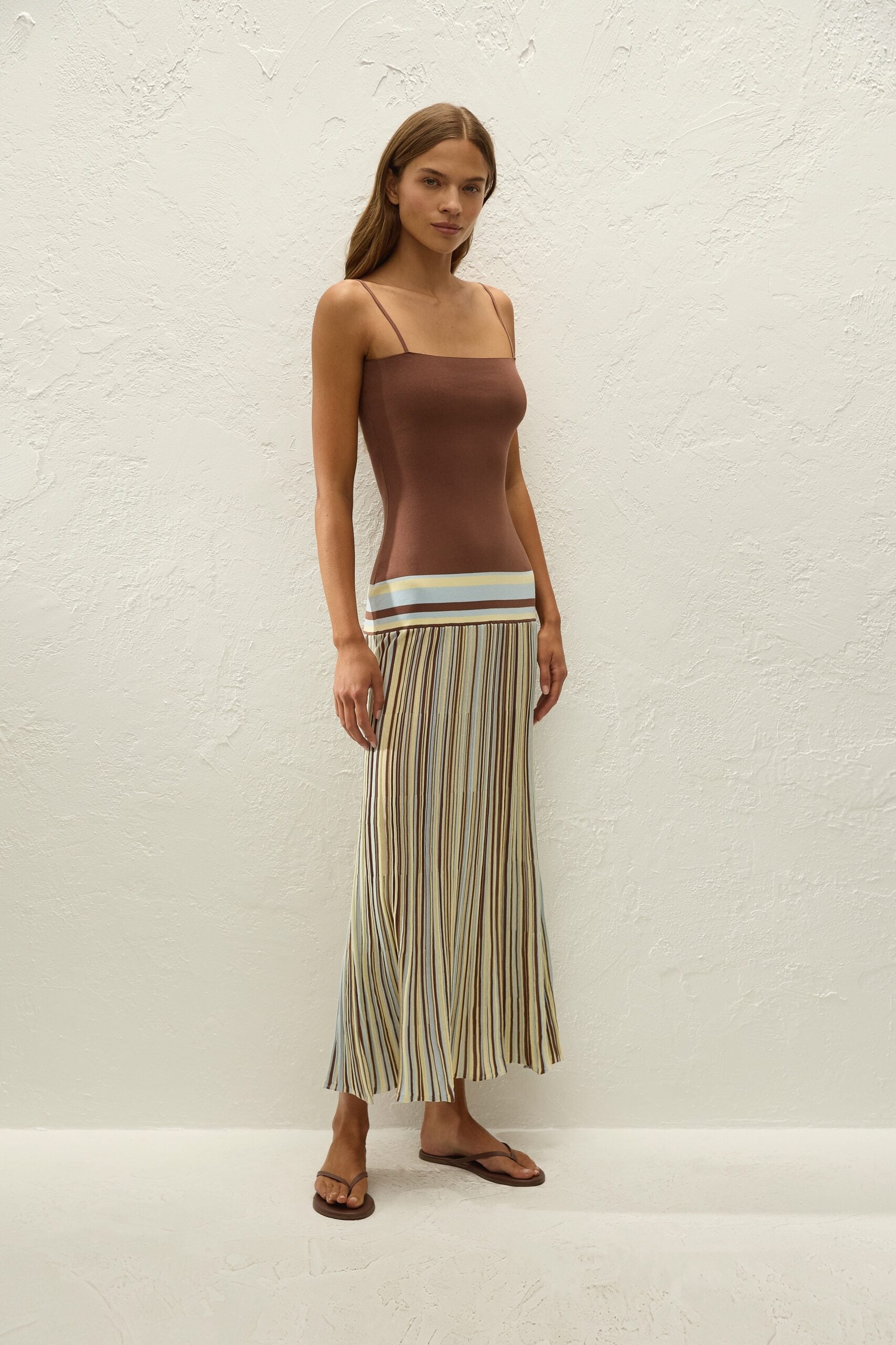 MNFTB191026063544112_3 Faithfull The Brand Esenia Knit Dress Sky Blue Pale Yellow Stripe - Image 3