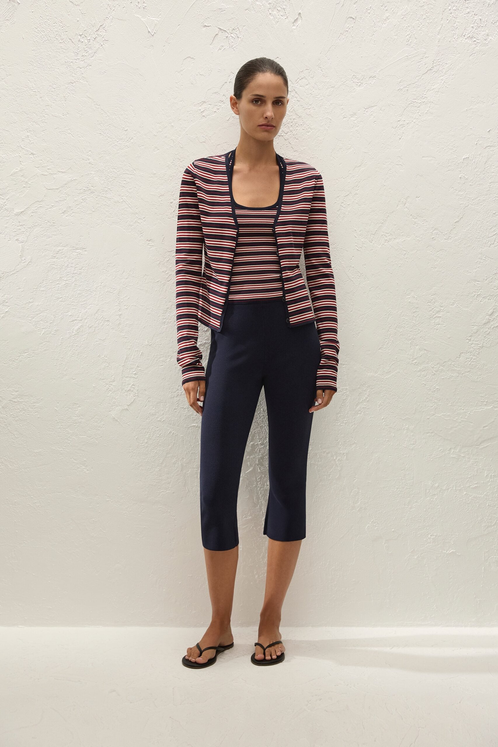 Faithfull The Brand Doris Cardigan Cila Stripe Navy - Image 1