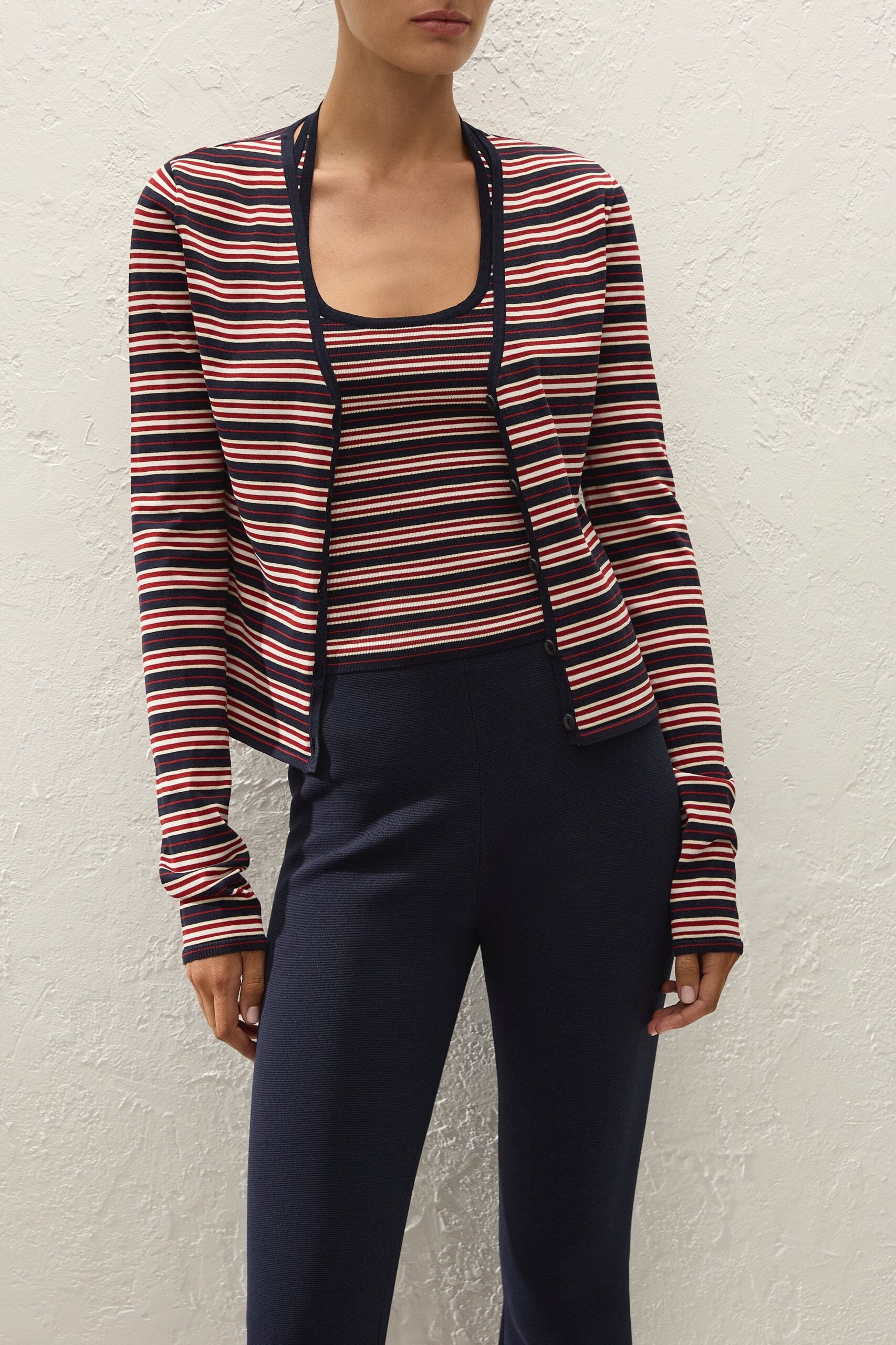 Faithfull The Brand Doris Cardigan Cila Stripe Navy - Image 2