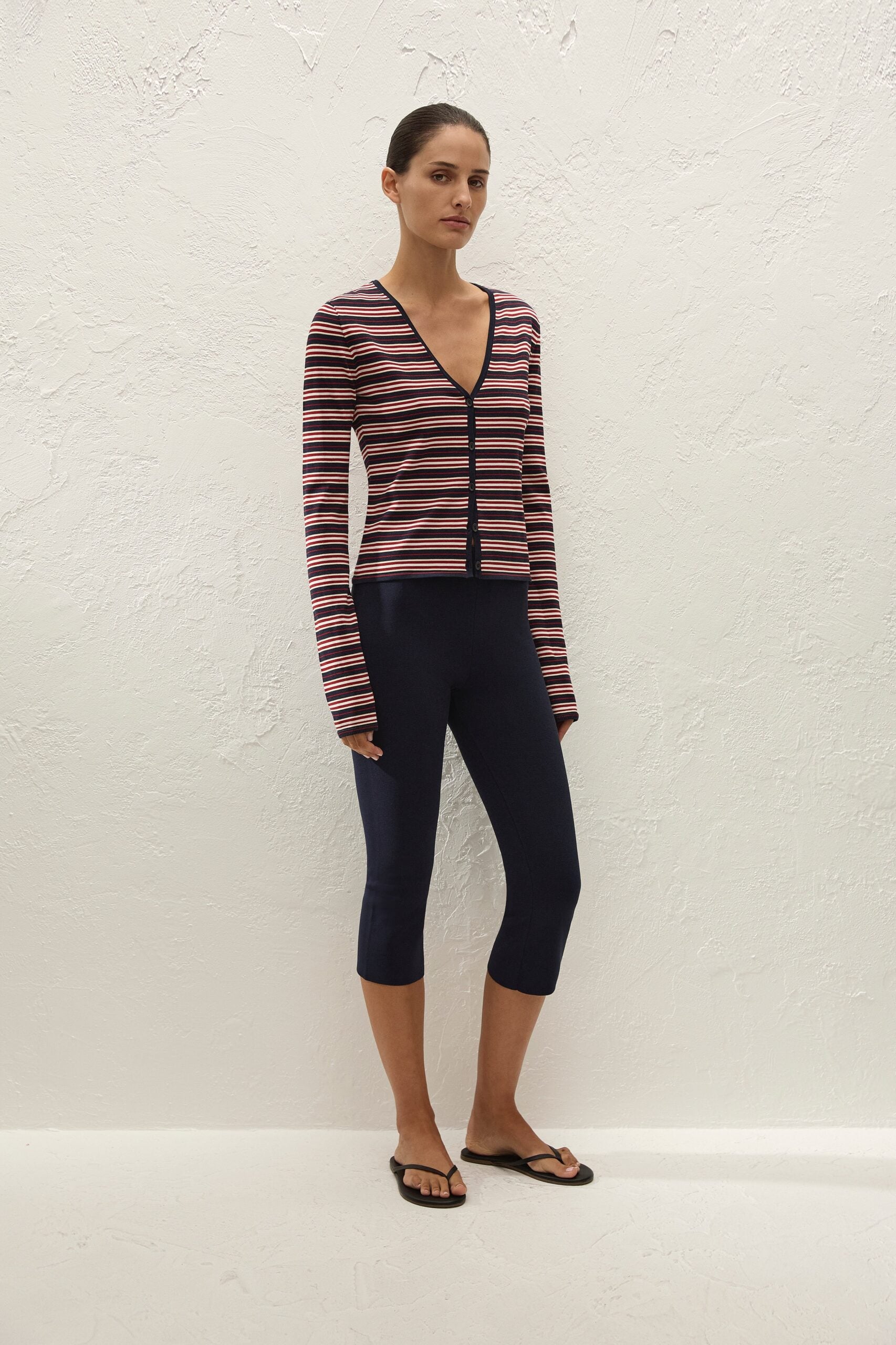 Faithfull The Brand Doris Cardigan Cila Stripe Navy - Image 3