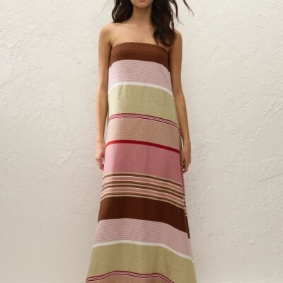 Faithfull The Brand Yolina Maxi Dress Barragan Stripe Dusty Mauve - Image 1